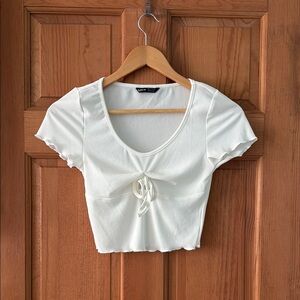 Shein Size Extra Small XS Women's Teen Girl White Ribbed Crop Top